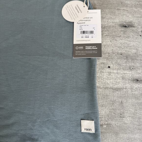 Vuori Current Tech Short Sleeve Tee Small Mist Blue NEW 4 Way Stretch T-Shirt - Picture 4 of 5
